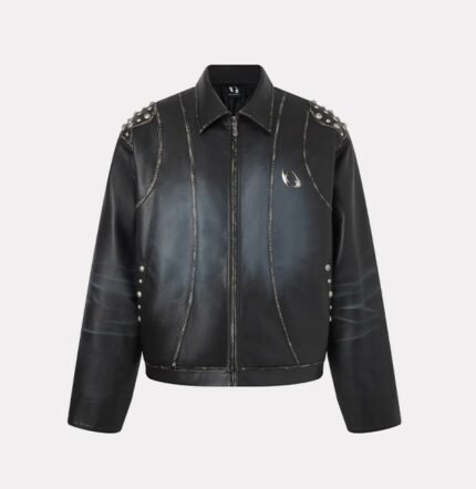 Studded leather jacket